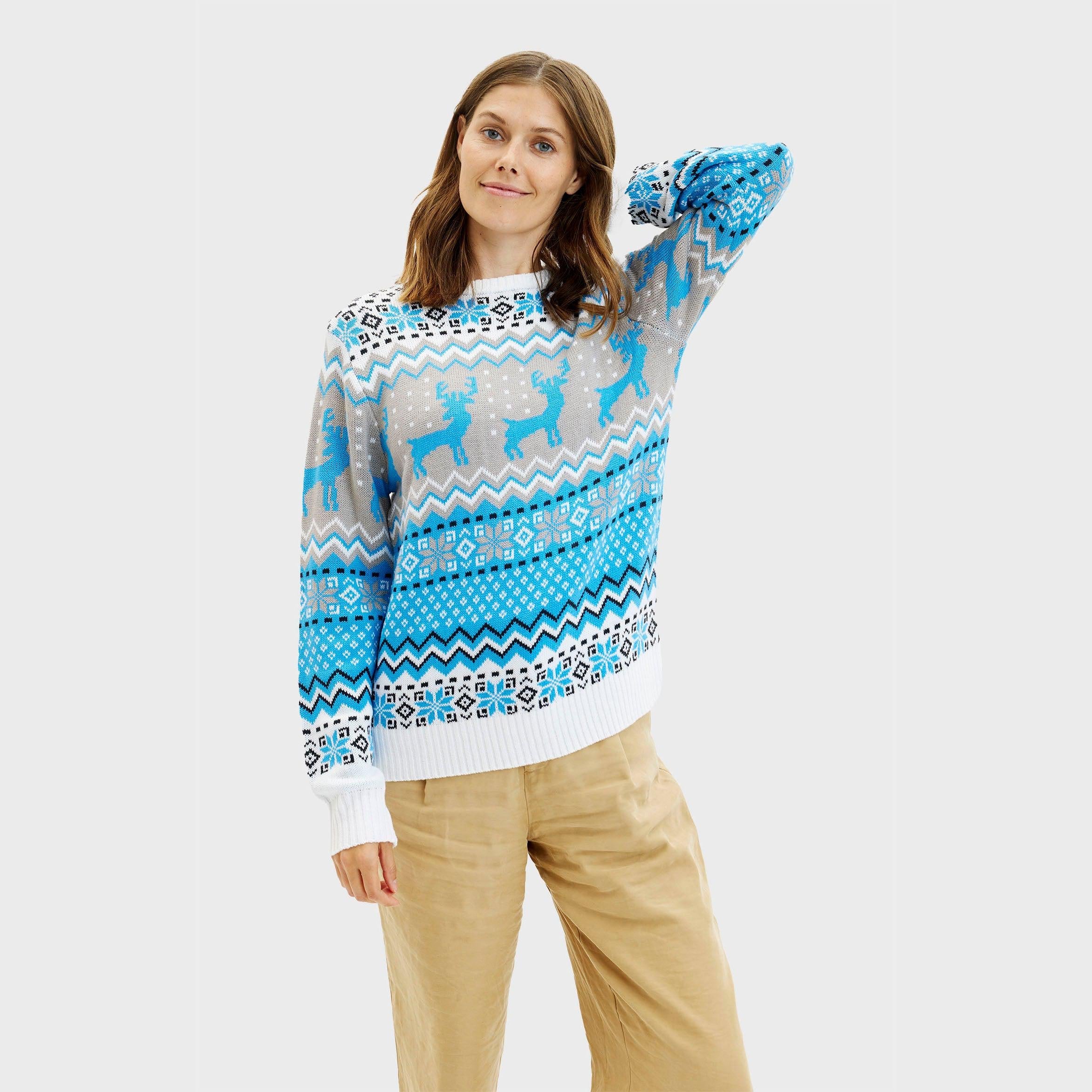 Traditional Blue Christmas Sweater β Women
